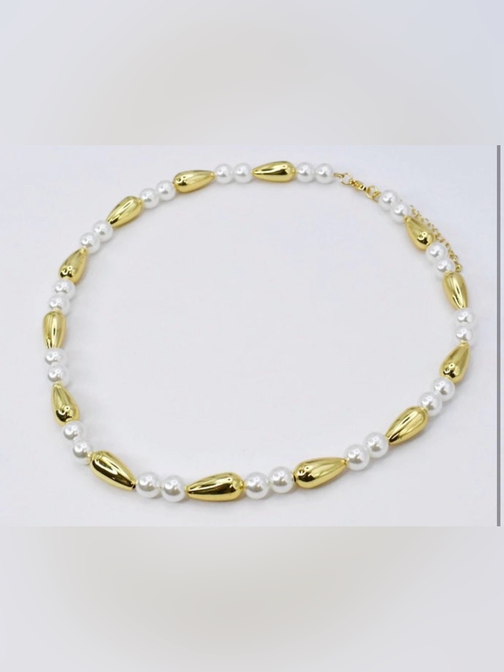 Gold & White Pearl Beaded Necklace - Women Jewelry
